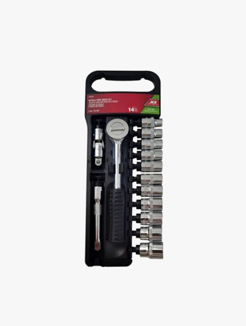 ACE METRIC SOCKET SET 1/2IN DRIVE 14S