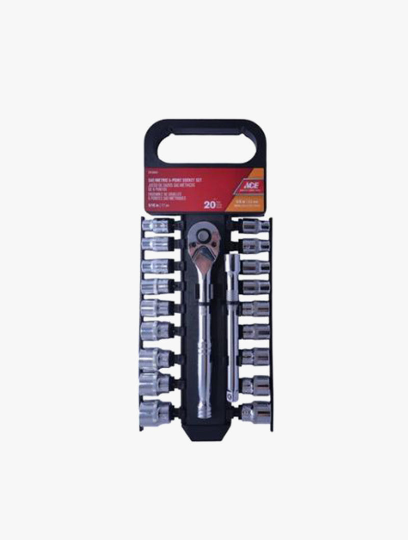 ACE METRIC SOCKET SET 3/8IN DRIVE 20S