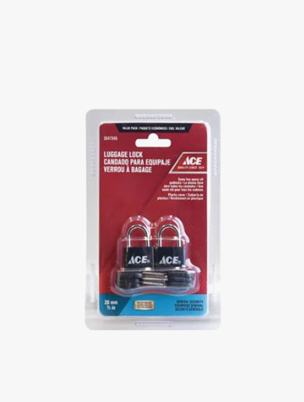 ACE LUGGAGE LOCK SOLID BRASS 20MM 2S