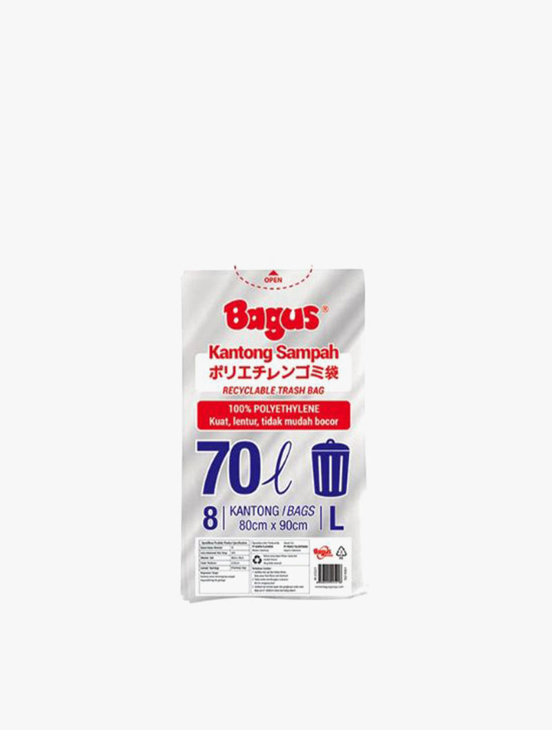 BAGUS TRASHBAG ASSORTED 70L(80X90CM) 8S