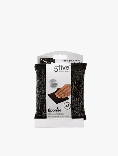 5FIVE SCOURING SPONGES S/STEEL 3S