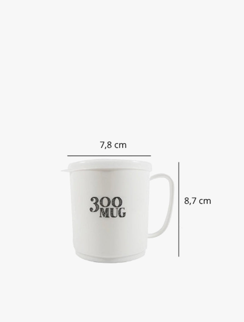 TOKYO1 PLASTIC MUG W/LID 151913 WHT300ML