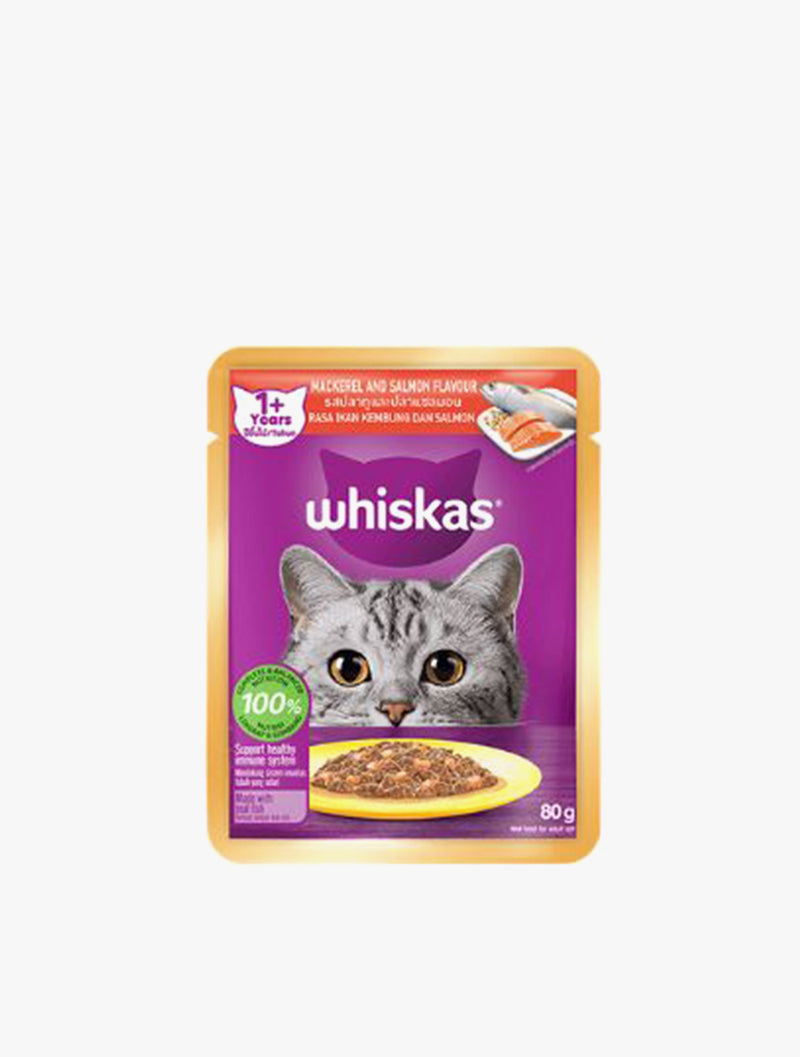 WHISKAS POUCH CORE MACKEREL SALMON 80G